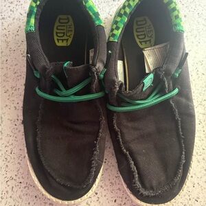 Hey Dude Black and Green Slip-On Shoes
